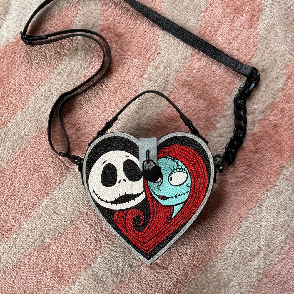 Nightmare Before Christmas Jack & Sally Heart Crossbody Purse